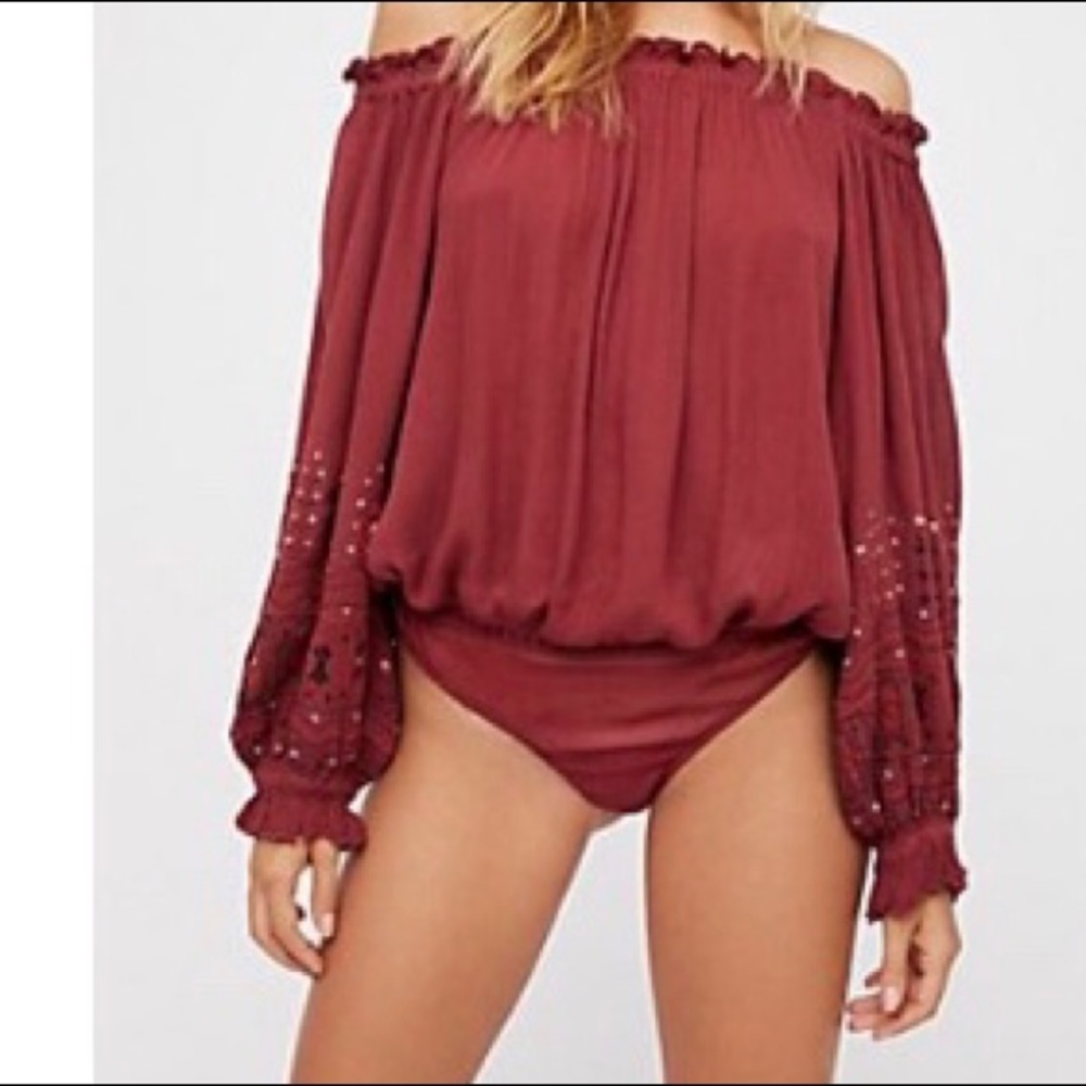 Free People Ella Bodysuit in Rust Color